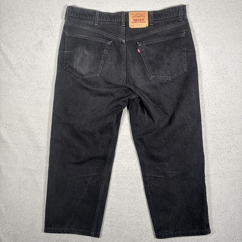 Vintage 90s Levi’s 550 Relaxed Fit Jeans Black Mens Size 42x30 Fits 40x25 Grunge